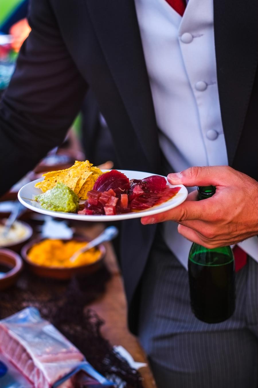 Boda solomillo canapés — fotografía de eventos Sevilla